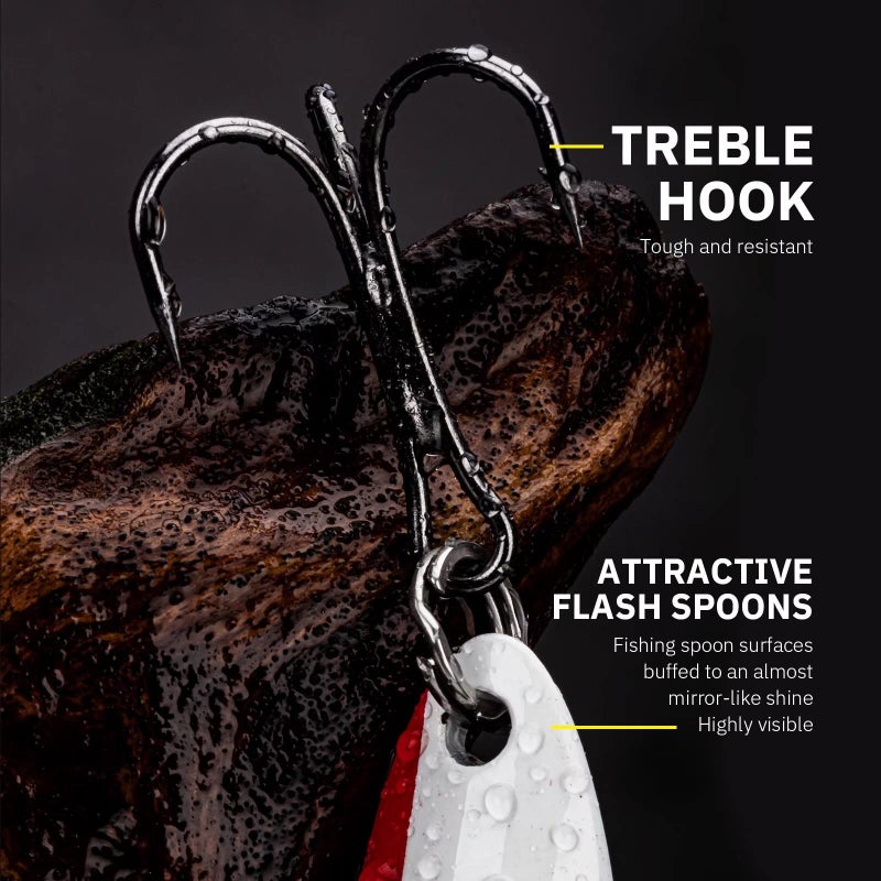 THKFISH Fishing Lures - Trout & Pike Bass Fishing Spoons - 5pcs, 3/4oz, Color A - Image 5